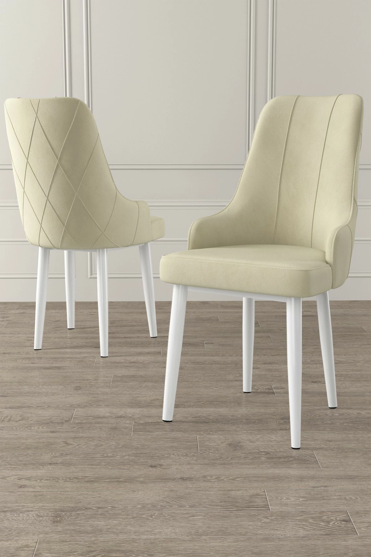 Set karrigesh (6 copë), Hanah Home Trex, krem dhe e bardhë