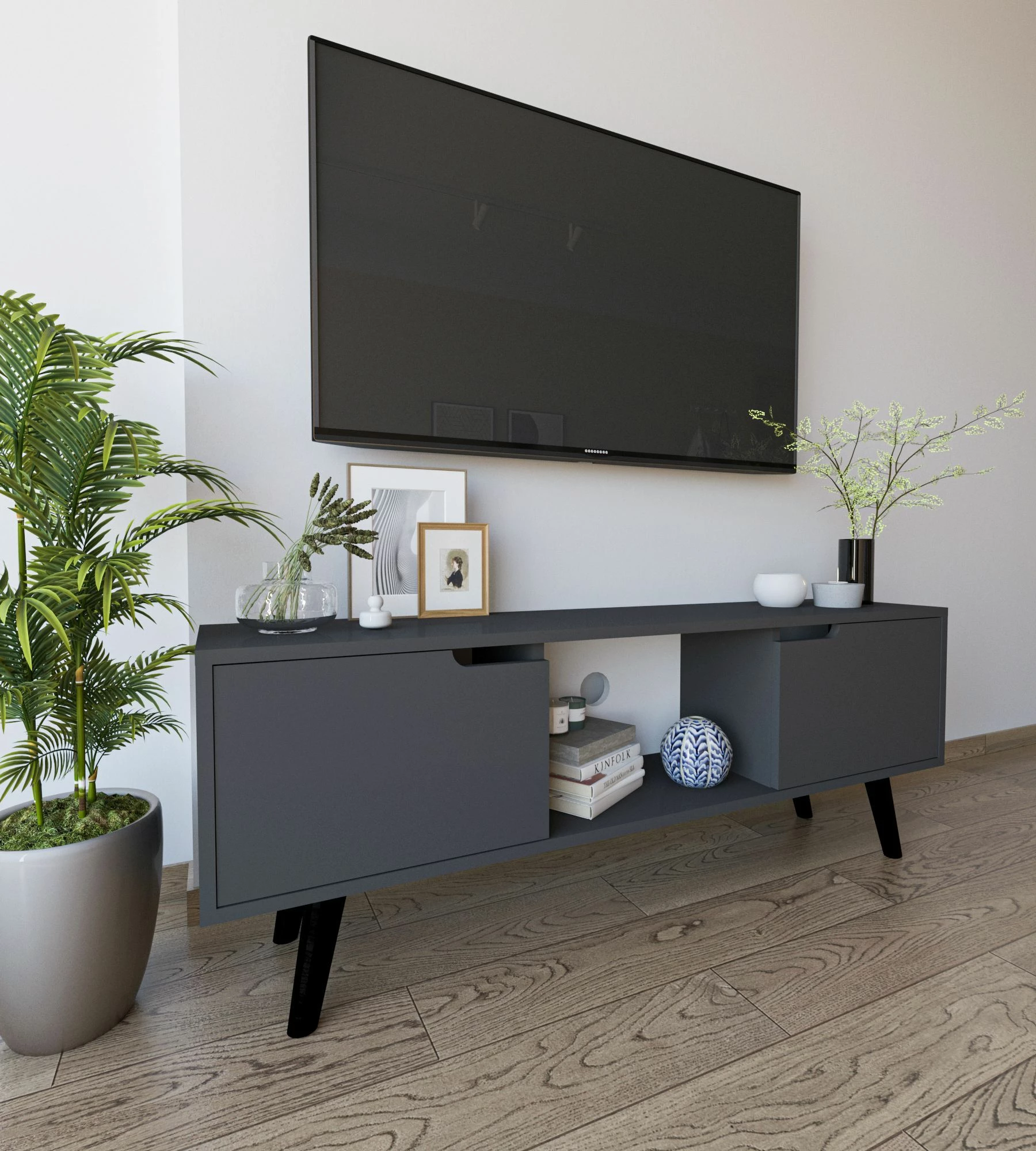Komodë TV Skye Decor, ngjyrë siena-antracit