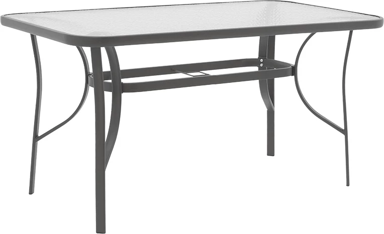 Tavolinë Ensure, metal anthracite-xham i kalitur, 140x80x70cm