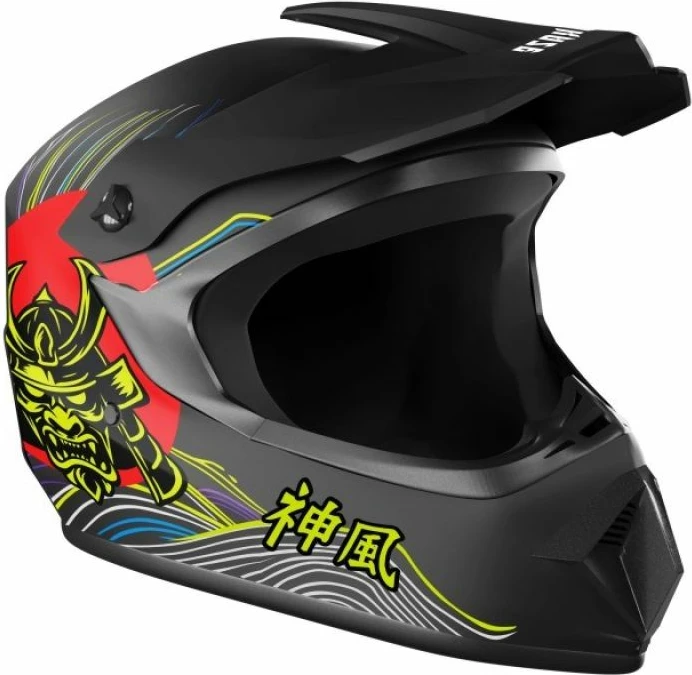 Helmetë full-face KAMIKAZE Tokyo Drift AKC208, e zezë, L