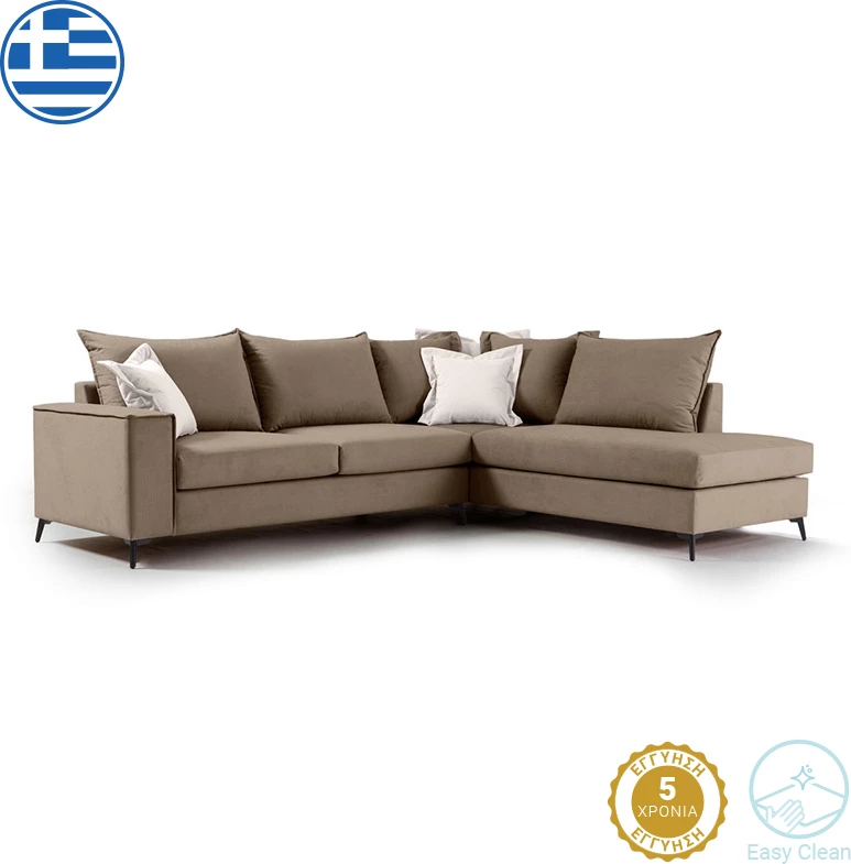 Kënd divani Boston kënd i majtë, pëlhurë, ngjyrë moka-krem, 290x235x95cm