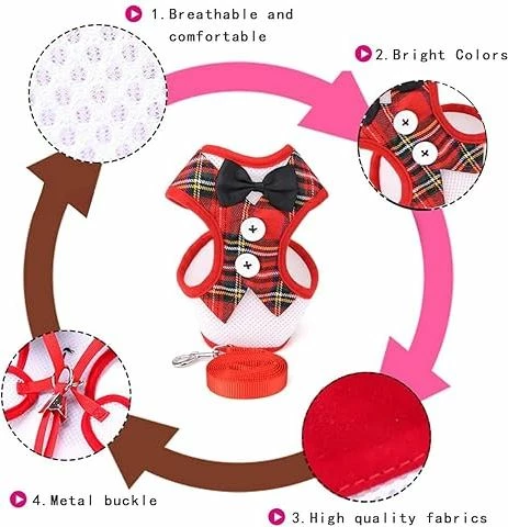 Set këmishë & litar për qen KQP3, e kuqe, L