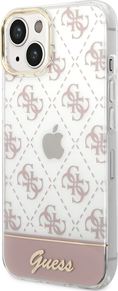 Mbështjellës Guess 4G Pattern Script për iPhone 14 Plus 6.7\", hardcase TPU/PC, rozë