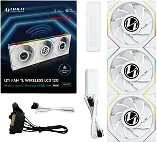 Ventilator kasë Lian Li UNI FAN TL120 LCD Reverse Blade Wireless, 120mm, 3 copë, i bardhë
