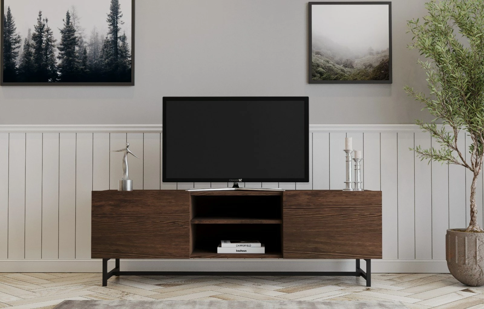 Komodë TV, dru i arrës, Hanah Home