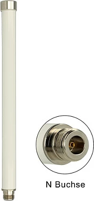 Antena WiFi DeLOCK 88821, 8 dBi, N-Type, dual-band 2.4/5 GHz, për jashtë, bardhë/metalike