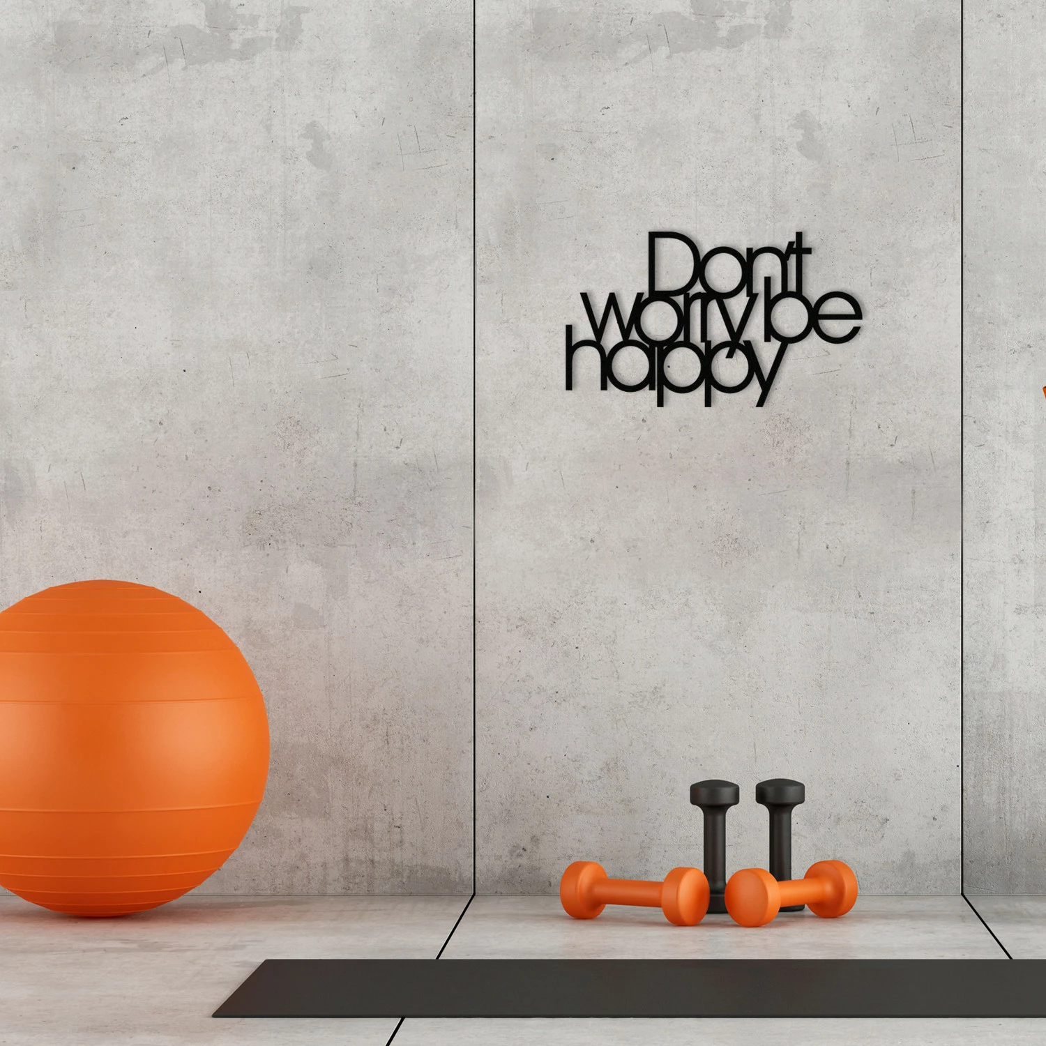 Aksesor dekorativ metalik për mur, Wallity, Don't Worry Be Happy