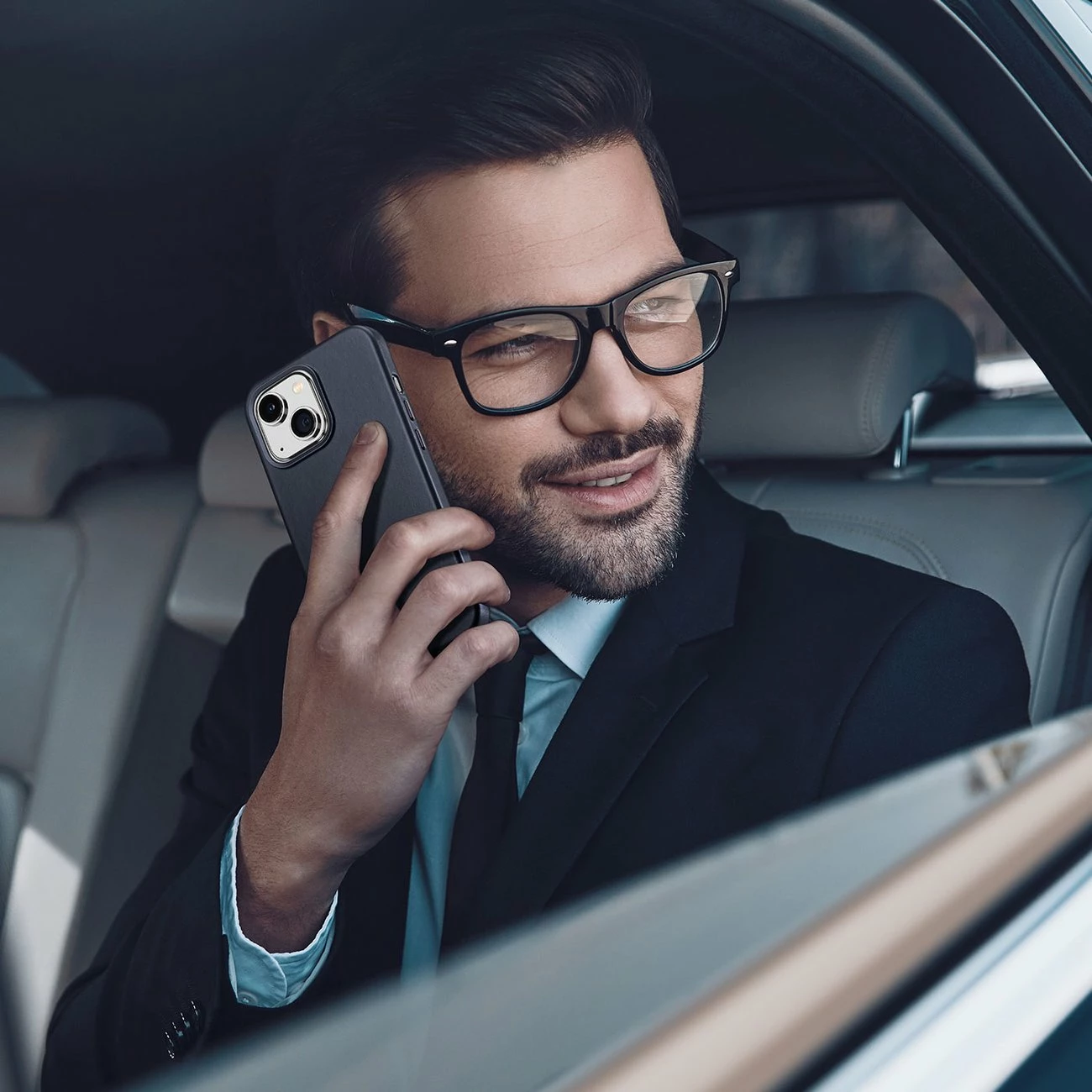 Mbështjellës Dux Ducis Naples për iPhone 14 Plus, MagSafe, lëkurë, kaltër