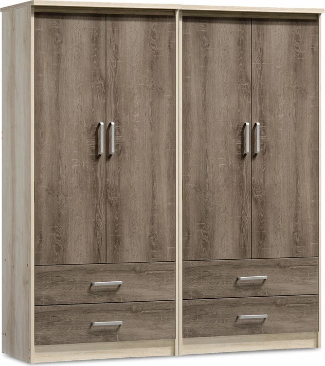 Dollap Olympus me 4 dyer dhe 4 sirtarë, ngjyrë castillo-toro, 162x57x183cm