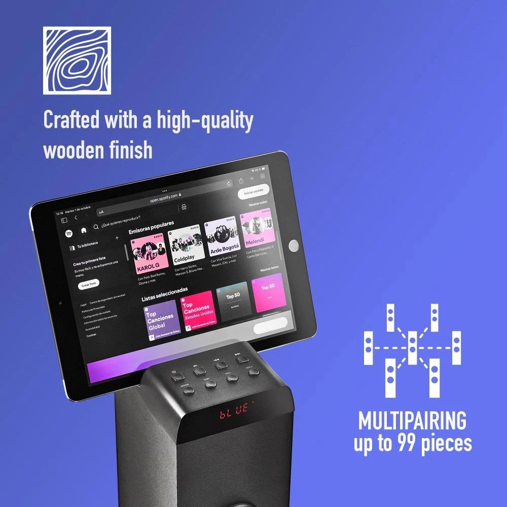 Altoparlant kullë NGS Sky Charm Pro, 50W, Bluetooth, USB, Radio FM, AUX, i zi