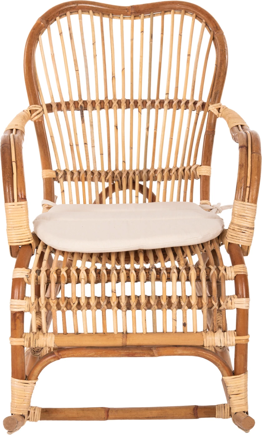 Karrige lëkundëse prej rrotani, SANTA FE, FH9343, me jastëk sediljeje, 60x103x90 cm