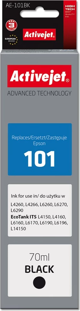 Ngjyrë zëvendësuese Activejet Ink AE-101BK Ink për printer Epson 101, 70 ml, e zezë