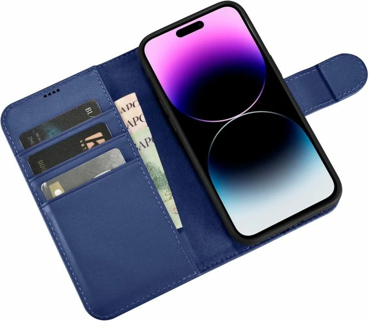 Mbrojtëse portofol për iPhone 14 Pro Max iCarer WMI14220728, lëkurë, kaltër [Ngjyra: Kaltër]