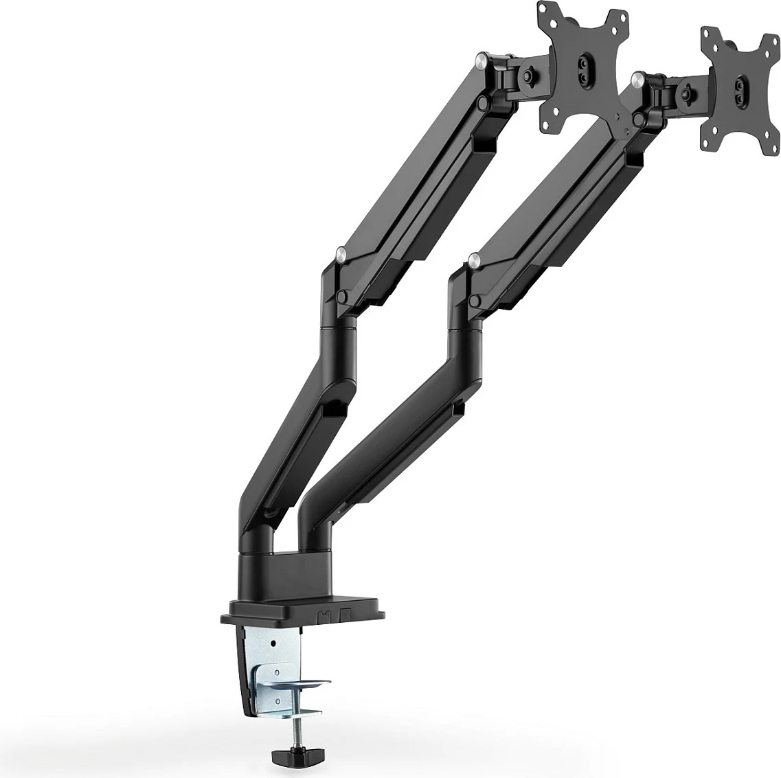 Mbajtës dy monitorësh Digitus Universal Dual me gas spring, VESA 75/100, 15"-32", deri 9 kg, clamp, i zi