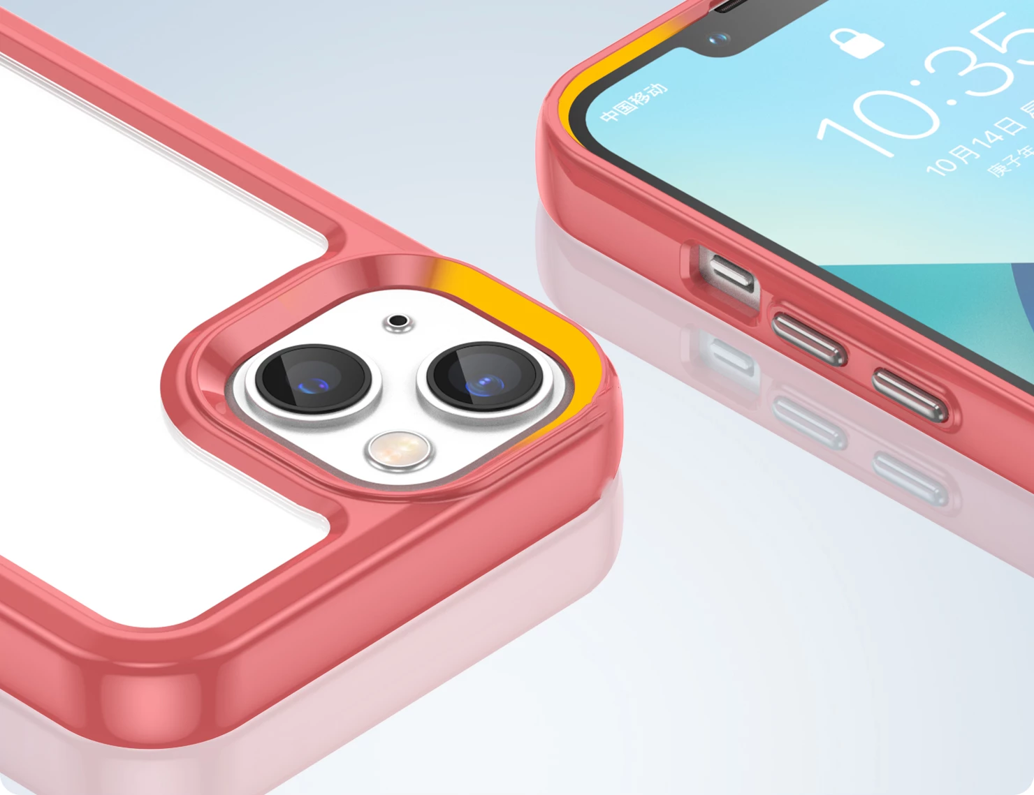 Mbështjellës Hurtel Outer Space Case për iPhone 14 Plus, hard cover me kornizë xheli, Kuqe