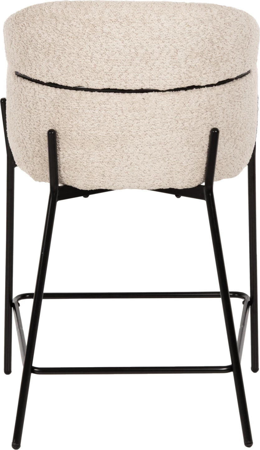 Karrige për bar mesatare WOLF FH8584.02, pëlhurë boucle ecru-këmbë metalike të zeza, 56x56x96Hcm., set prej 2 copë