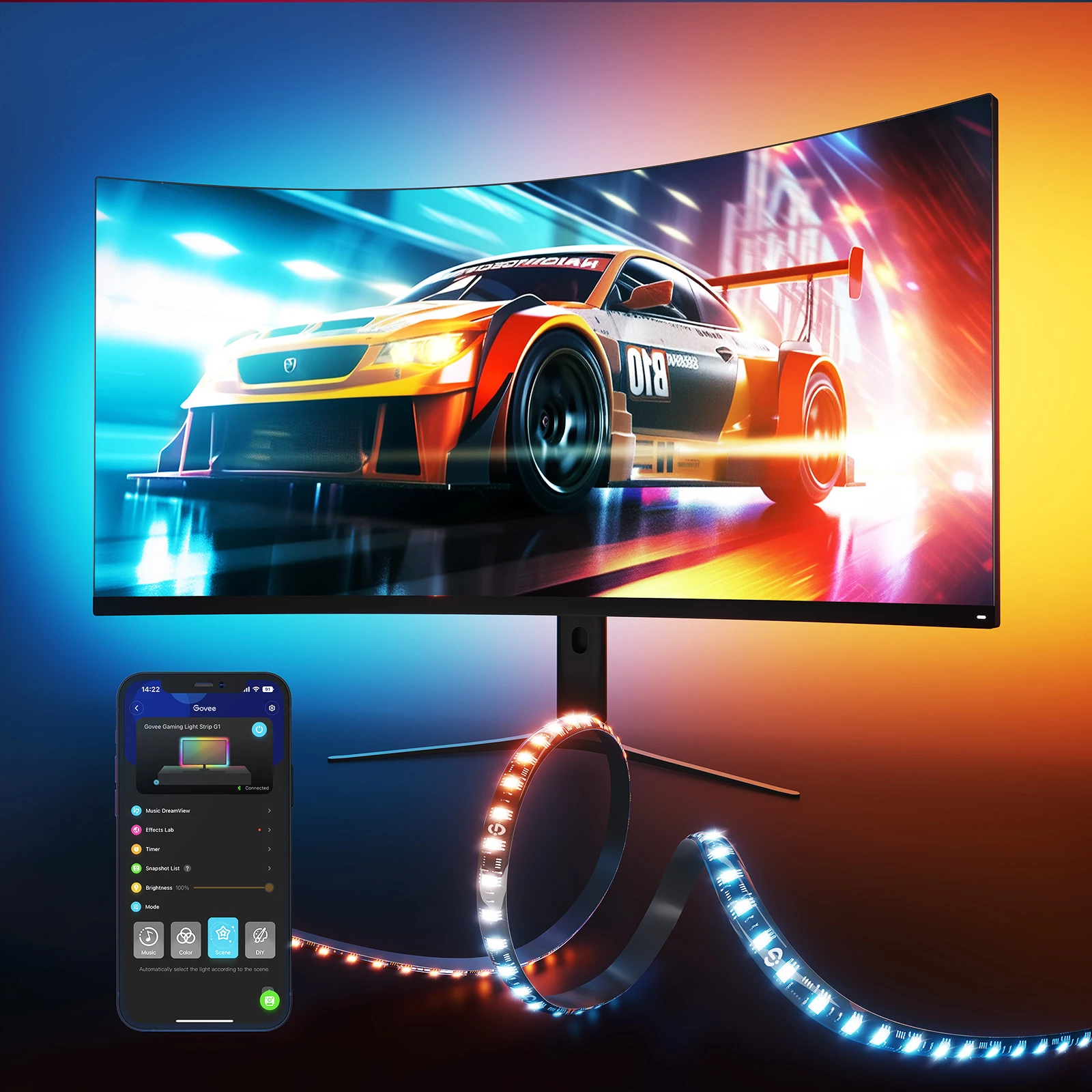 Shirit LED gaming Govee G1 H6609 për monitor 24-26\", RGBIC, Wi‑Fi + Bluetooth