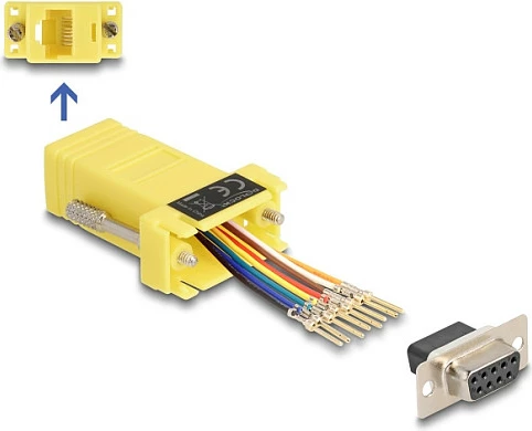 Adapter DeLOCK DB9 (D-Sub 9-pin) female në RJ45 female, assembly kit, i verdhë