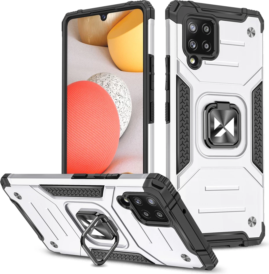 Mbështjellës Wozinsky Ring Armor me mbajtëse, për Samsung Galaxy A42 5G, Argjendtë