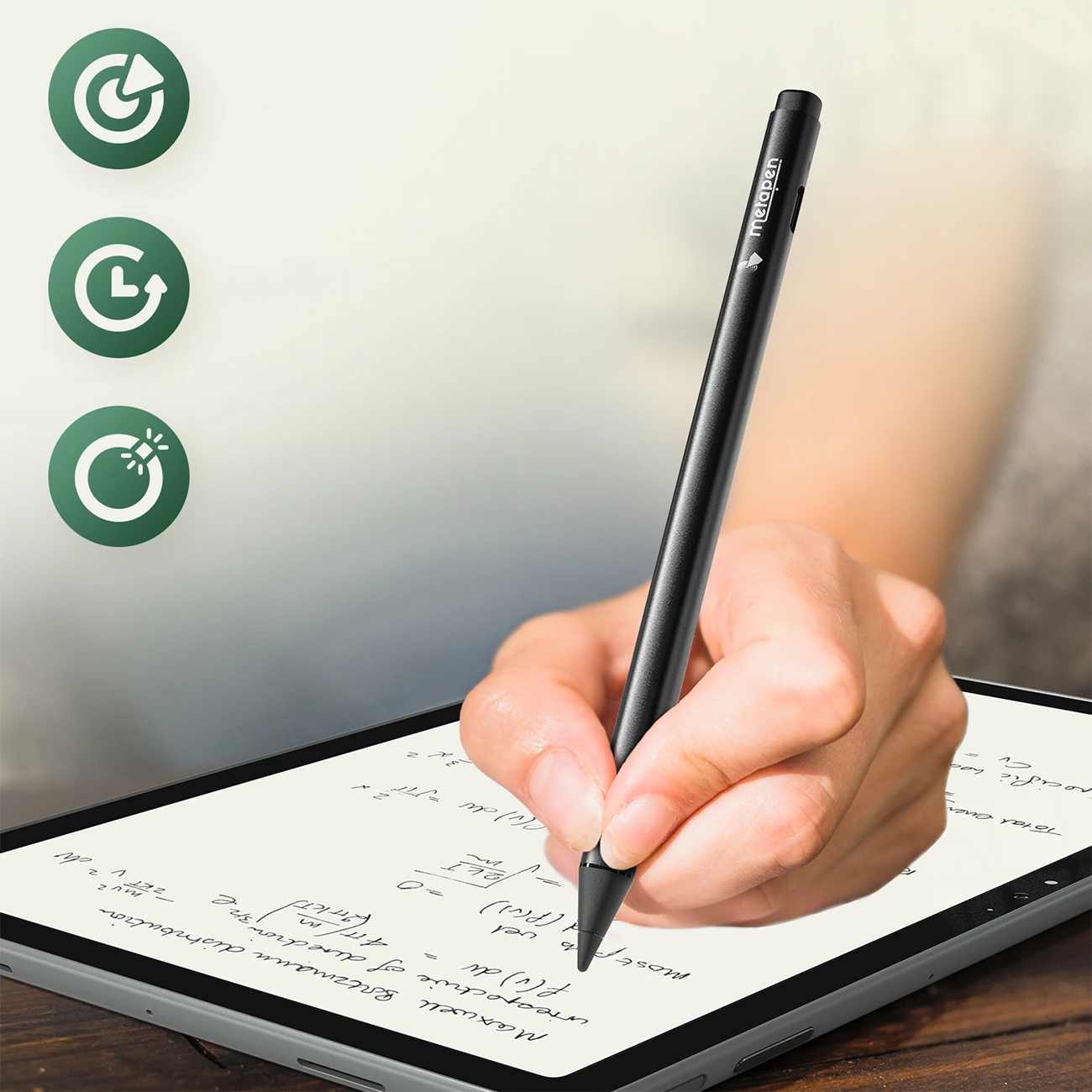 Stylus Metapen Pen G1, 4096 nivele presioni, Palm Rejection, USB-C, deri 90 orë, e zezë