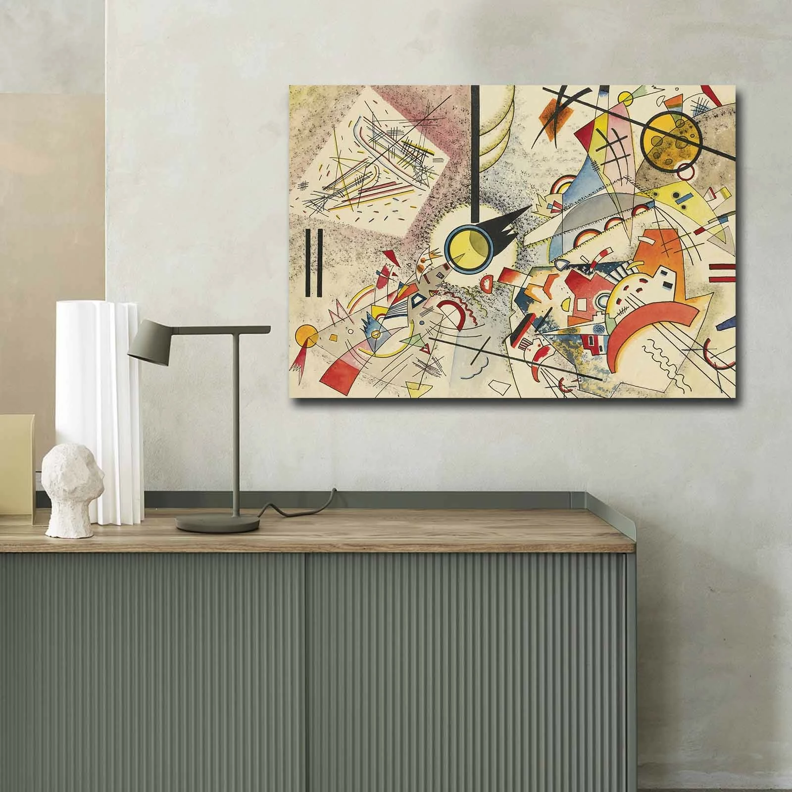 Pikturë dekorative në kanavacë, art i Kandinsky-t, shumëngjyrëshe, 70x100cm, kornizë druri 3cm