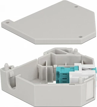 Adapter për shinë DIN DeLOCK Keystone LC Duplex femër-femër, aqua/gri/bardhë