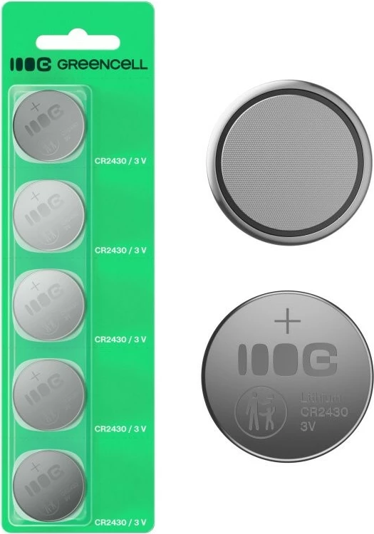 Bateri buton, Green Cell CR2430 X5, 290 mAh 3V, litium, paketë 5 copë