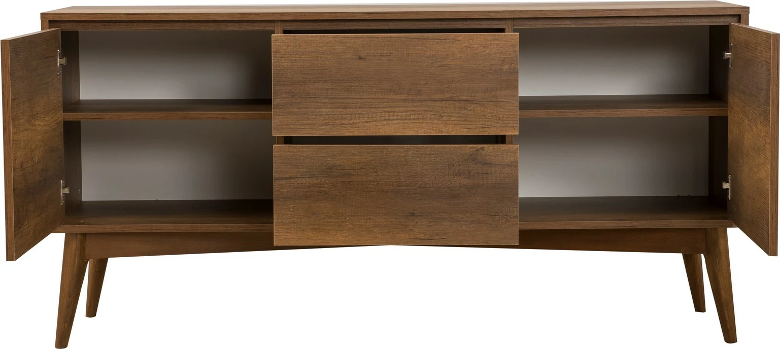 Set tavolinë me karrige dhe konsol, zgjatues, 5 pjesë, Skye Decor, Vina 02 0701, ngjyrë arre, gri