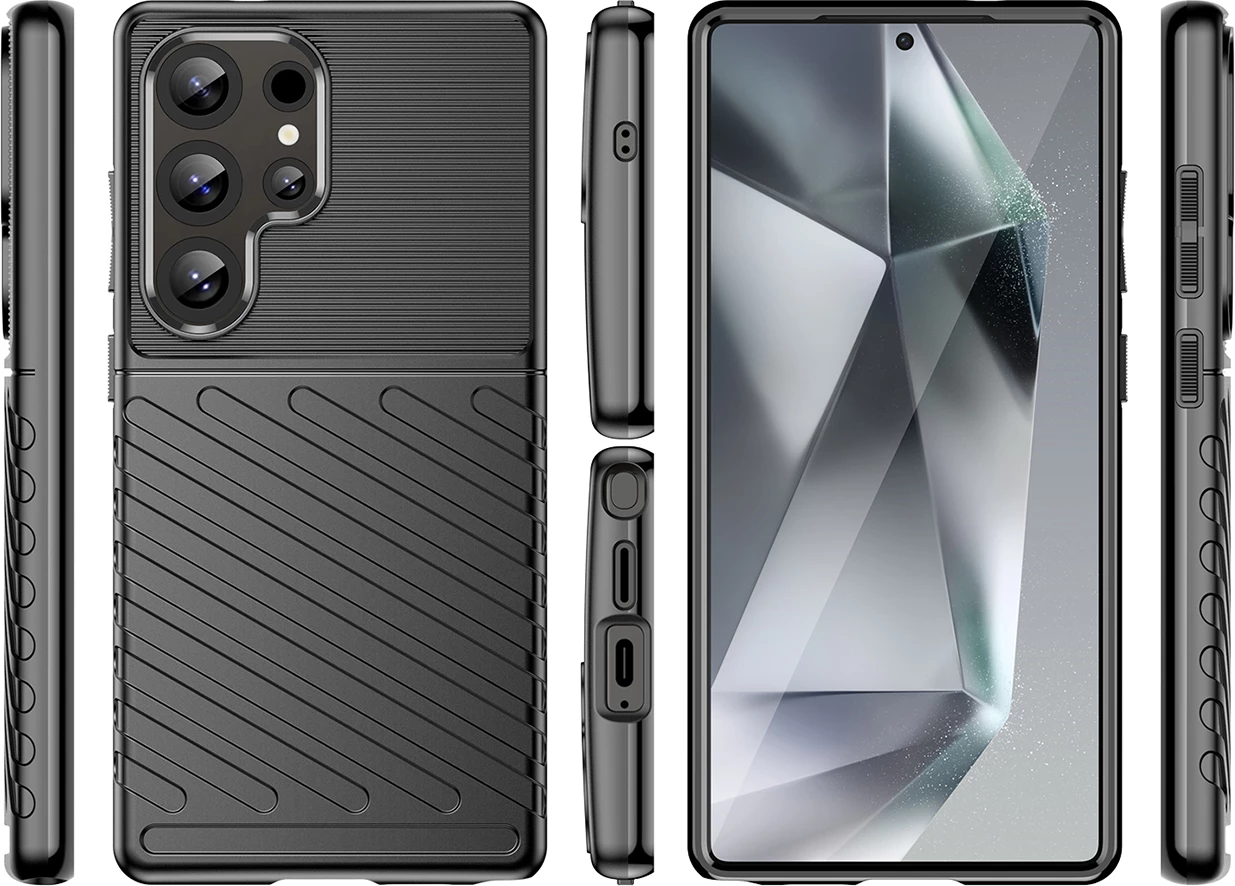 Mbështjellës Hurtel Thunder Case për Samsung Galaxy S25 Ultra, TPU, i zi