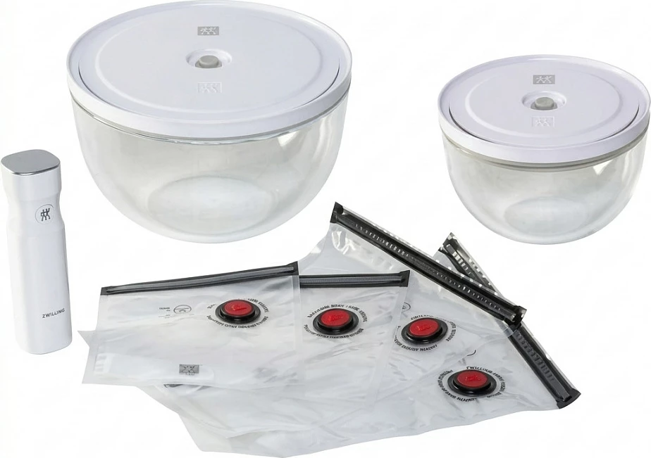 Set enësh vakumi Zwilling Fresh&Save, 9 pjesë, qelq, i bardhë/transparent