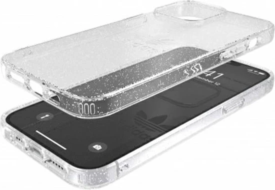 Mbështjellës Adidas OR për iPhone 13 Pro Max 6.7", Glitter, Transparent/Argjend