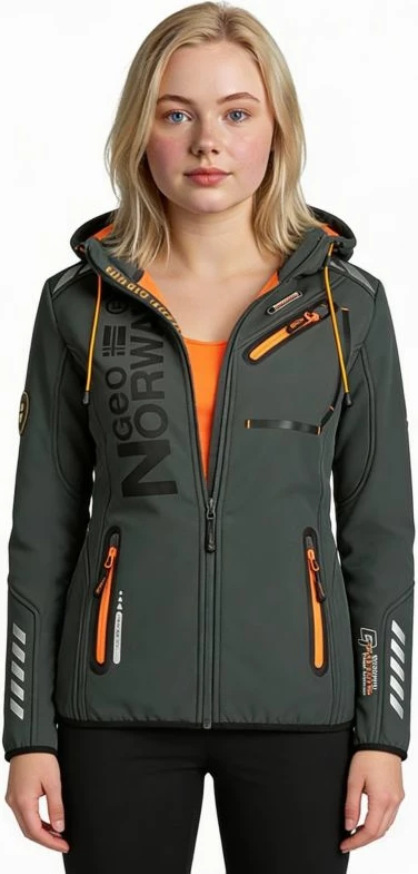 Jakne softshell për femra Geographical Norway, gri/portokalli [Madhësia: M]