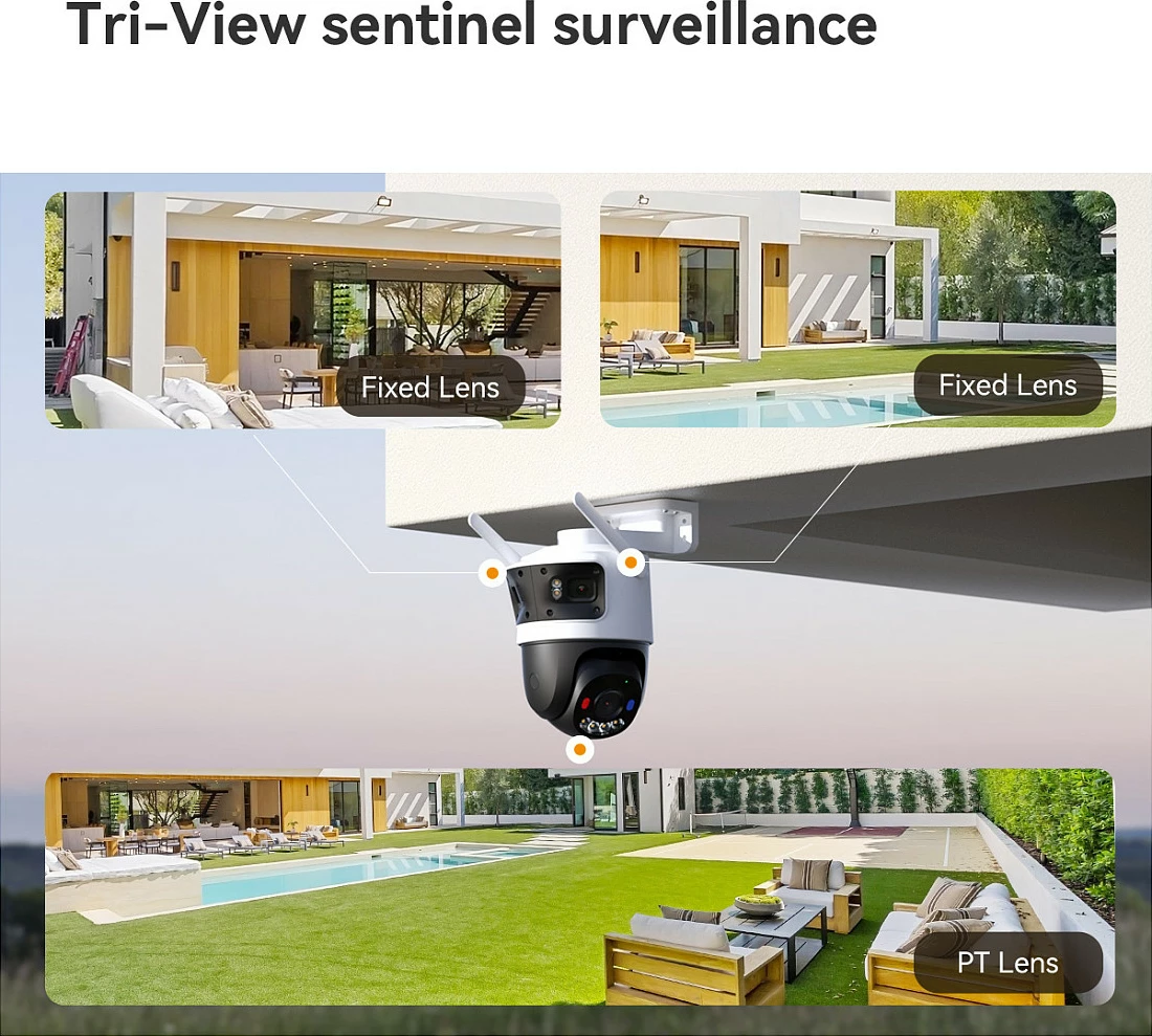 Kamerë sigurie IP Imou Cruiser Triple, Outdoor, Wi‑Fi & LAN, Pan/Tilt, MicroSD, Bardhë/Zi
