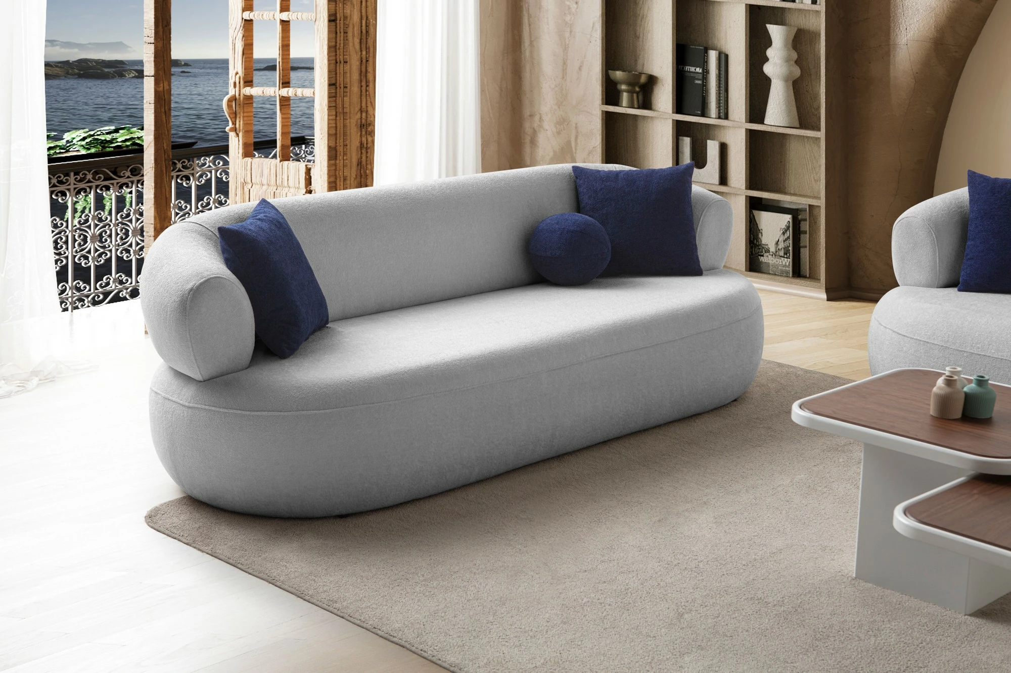 Divan treshe Atelier del Sofa, ngjyrë gri, Roma