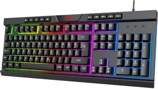 Tastierë gaming HAVIT Gamenote HV-KB500L, USB me kabllo, layout Slloven (SLO), RGB LED, 114 taste, e zezë