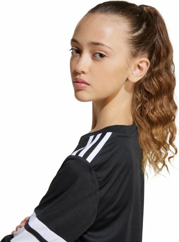 Fanellë me mëngë të gjata për fëmijë adidas, e zezë dhe e bardhë [Madhësia: 140 cm]