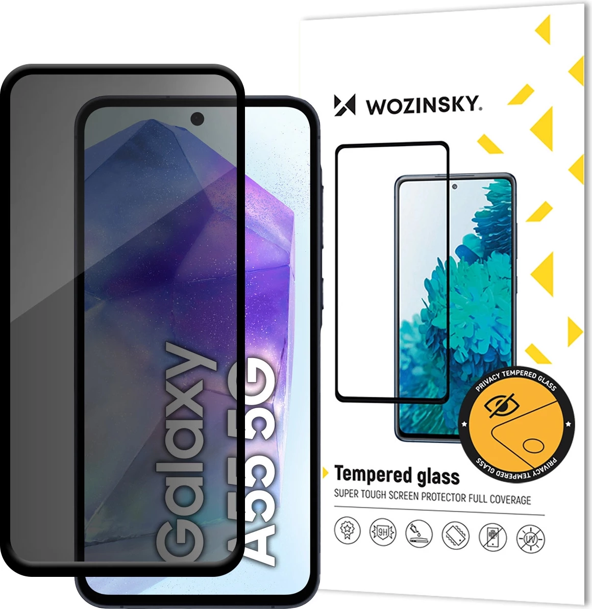Xham mbrojtës Wozinsky Privacy Glass për Samsung Galaxy A56/A36, me filtër anti-spy, i zi