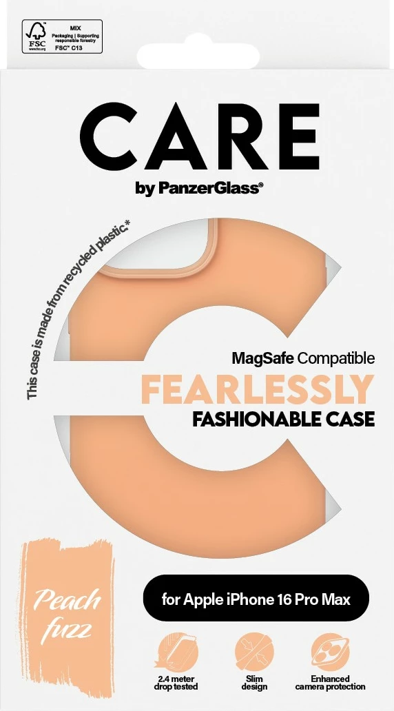 Mbështjellës PanzerGlass CARE Case Fashion Peachy MagSAFE për iPhone 16 Pro Max, rozë