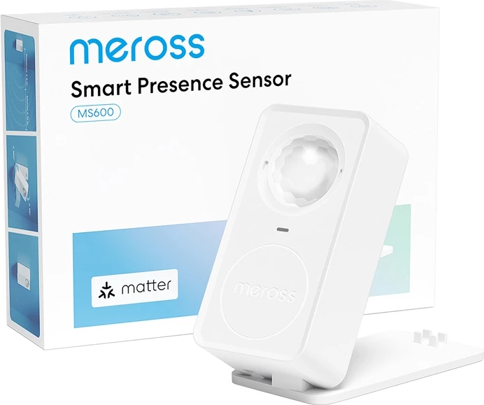 Sensor prezence smart, Meross, MS600MA-EU, Wi‑Fi Matter, PIR + radar mmWave, kompatibil me HomeKit/Alexa/Google, i bardhë