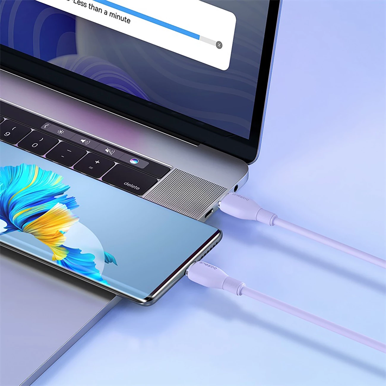 Kabllo USB-C Baseus Pudding 2m, 100W, Violet