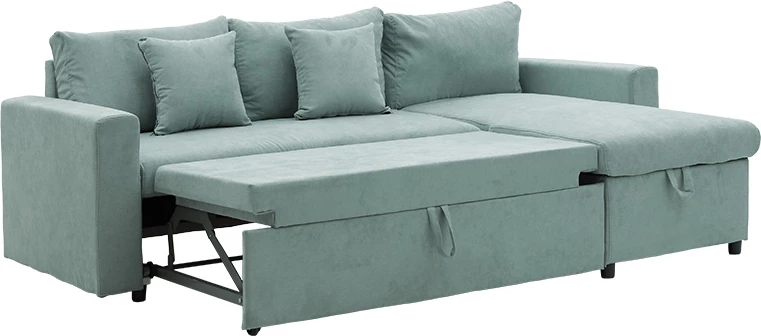 Divan qoshe, shtrat, i kthyeshëm, ngjyrë jeshile mente, 225x148x81 cm