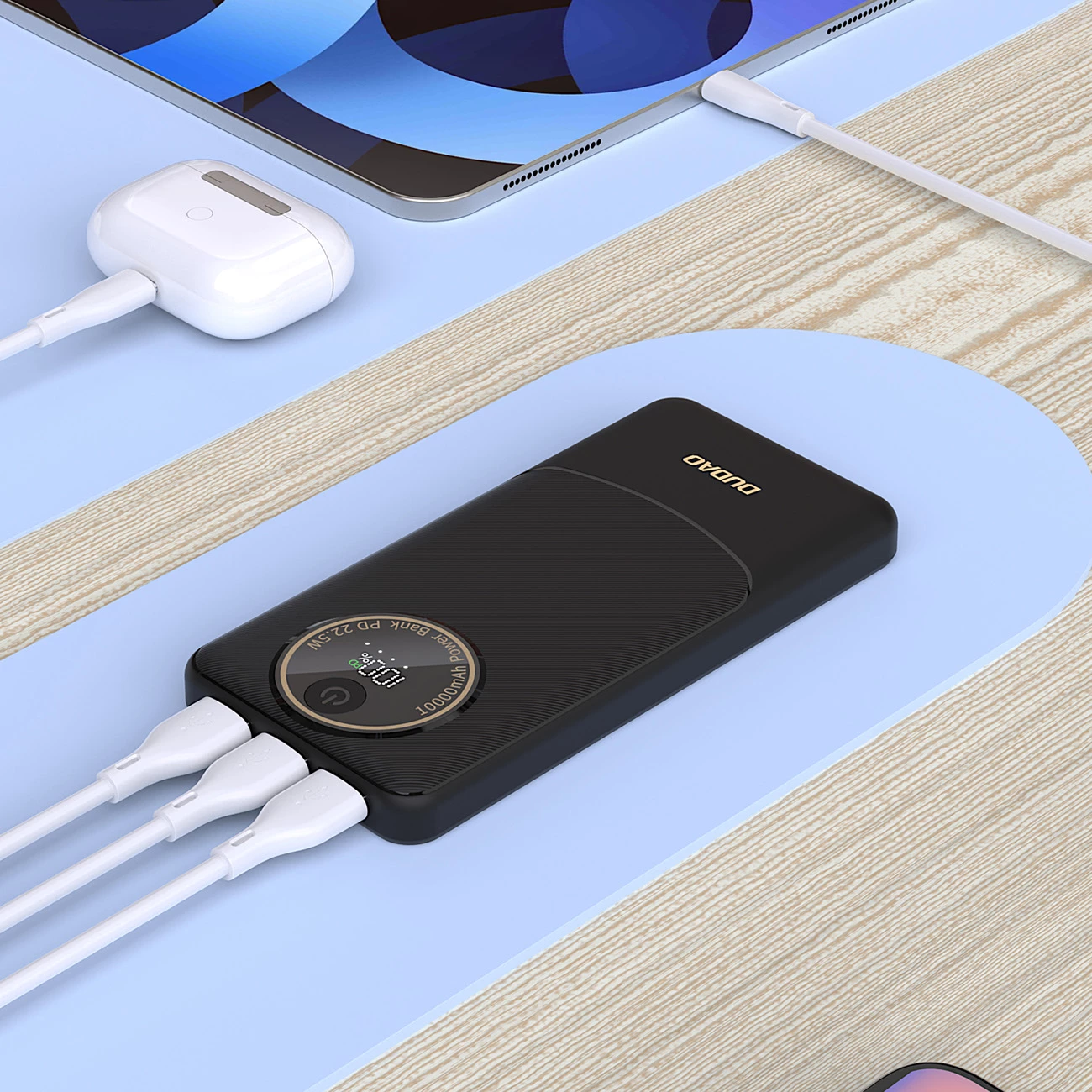Bateri e jashtme Dudao K12Pro 20000mAh 22.5W PD, 2x USB-A + USB-C, e zezë