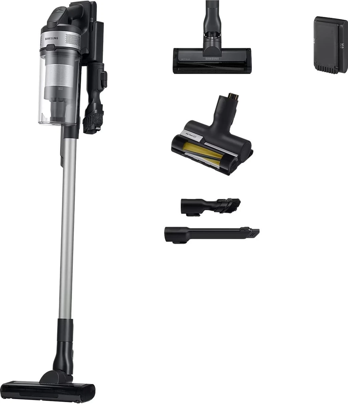 Fshesë vertikale Samsung Jet 65 Pet VS15A60AGR5, 0.8L, 2000mAh, argjendtë-zi