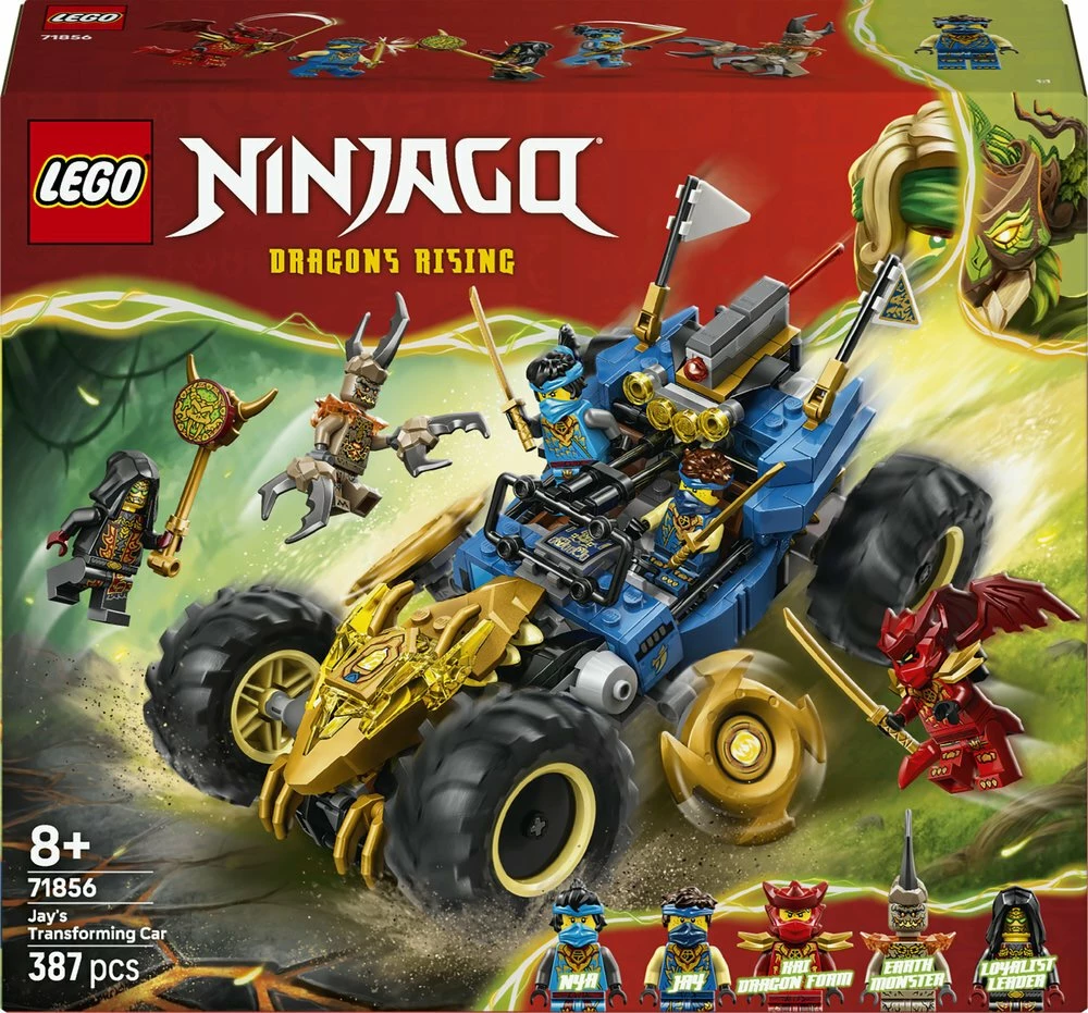 Set ndërtimi LEGO NINJAGO Jay's Multi-Function Car 71856, 387 pjesë, 5 minifigura
