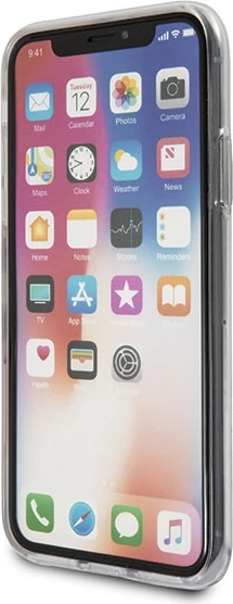 Mbështjellës Guess Flower Desire për iPhone X/XS, Transparent, me trëndafila të kuq