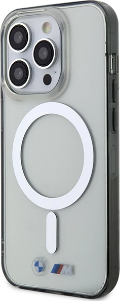 Mbështjellës BMW Silver Ring MagSafe për iPhone 15 Pro, transparent