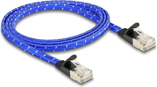 Kabllo rrjeti DeLOCK RJ45 Cat6a U/FTP 1m, e sheshtë, 10Gbps, blu