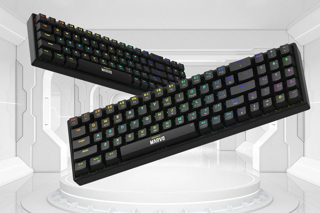 Tastierë mekanike Marvo Shogo 78W (KG956W) tri-mode 2.4G/Bluetooth/USB-C, 96%, RGB, Banana Crystal, e zezë