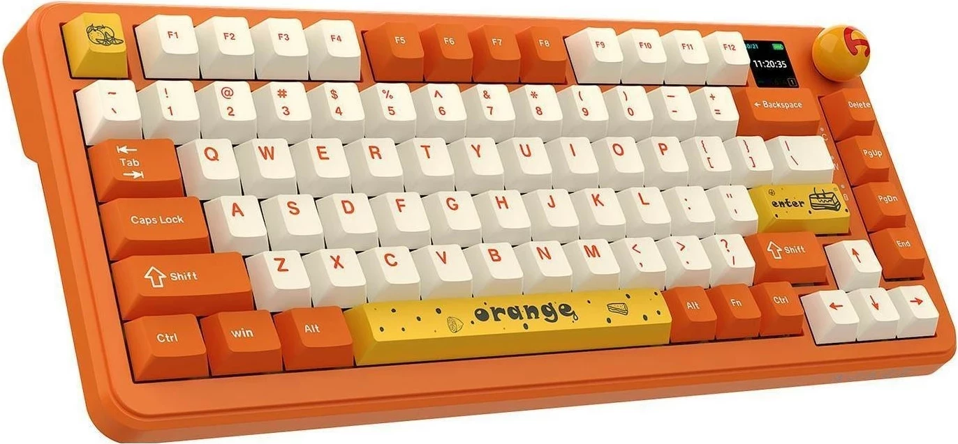 Tastierë mekanike wireless Ajazz AK820 MAX, 75%, RGB, ekran, Avocado Switch, portokalli/bardhë