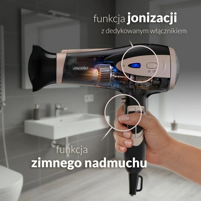 Tharëse flokësh Adler MS 2287, 2400 W, e zezë/shampanjë